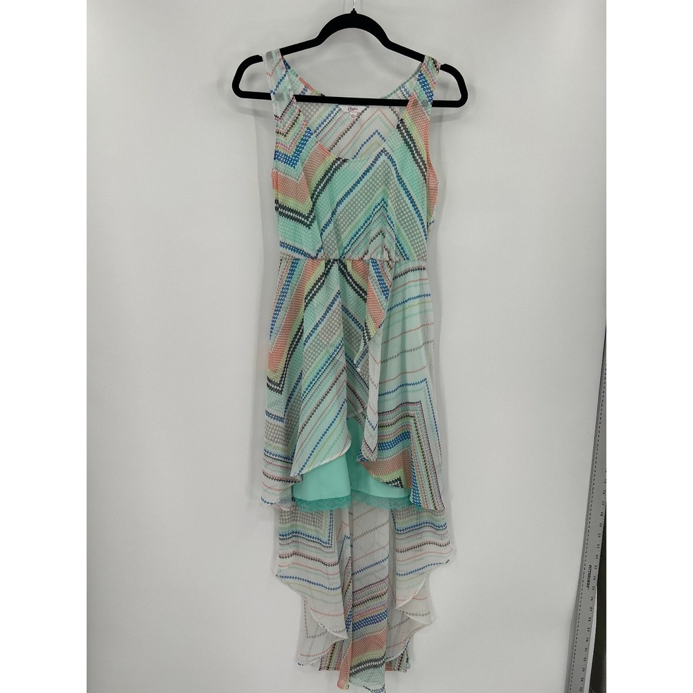 Candie's Women's High‎ Low Dress Small Multi Color Chevron Print
